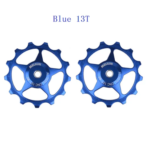 Blue 13T 2 шт./лот 11 T/13 T Алюминиевый сплав задний переключатель передач велосипедный с роликом MTB горный велосипед Шкив Натяжного колеса подшипник направляющие колеса - Цвет: Blue 13T