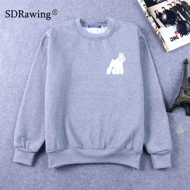 Funny cute Schnauzer print Sweatshirts for women dog lovers girlfriend Graphic casual Female Tops drop ship Женская одежда