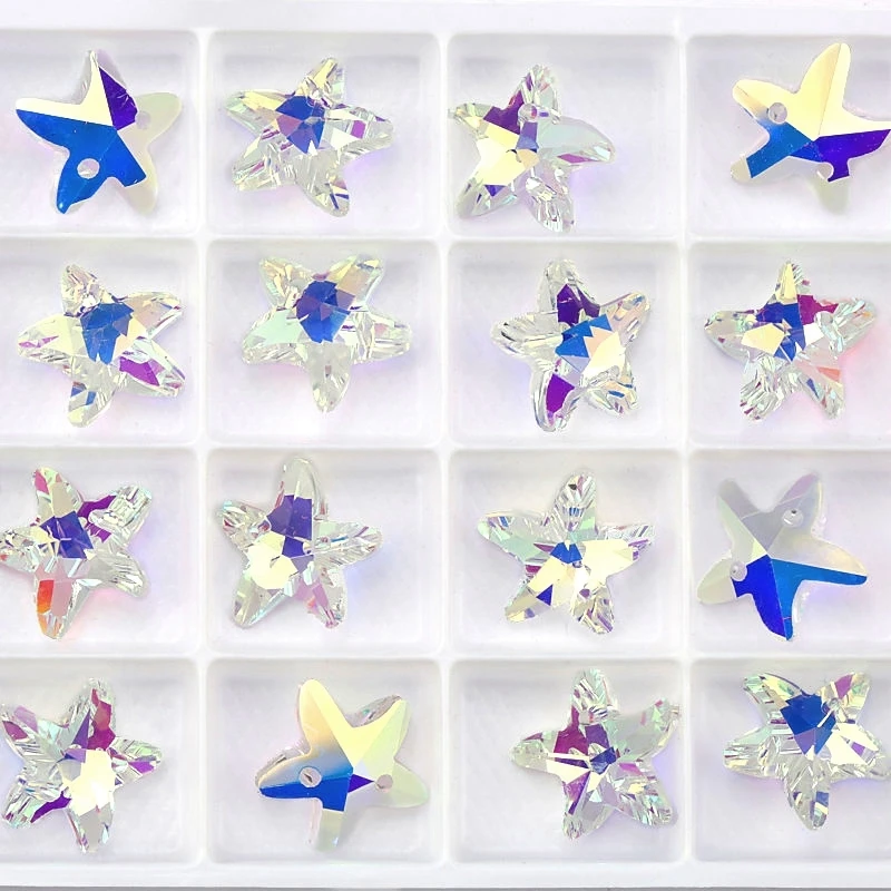14mm 28pcs/pack double holes crystal starfish pendant charms Austria glass beads rhinestone starfish gens for Jewelry making DIY