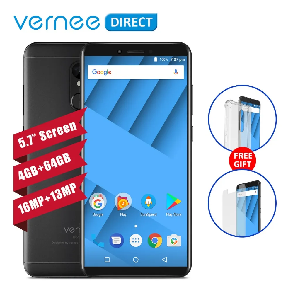 Оригинальный Vernee M6 телефон 5 7 дюймов 4 ГБ Оперативная память 64 Встроенная MTK6750C