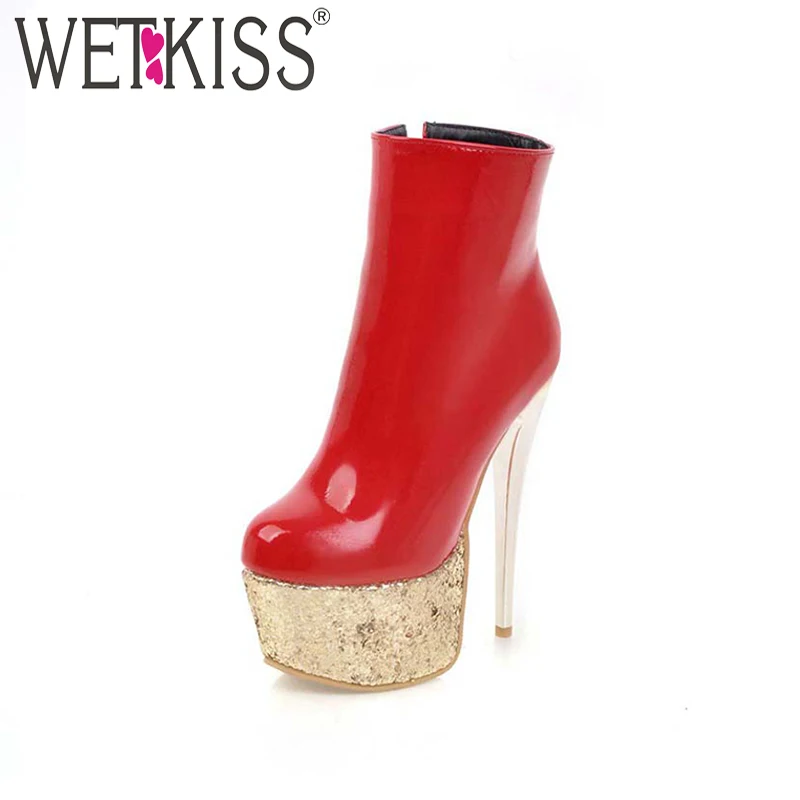 Женские ботильоны на платформе с молнией сбоку очень высоком каблуке|boots sexy|winter