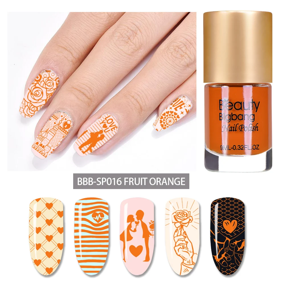 Синий BEAUTYBIGBANGNail штамповка гель лак для ногтей красочный дизайн ногтей пластина печать лак 6 цветов 1 бутылка - Цвет: Синий