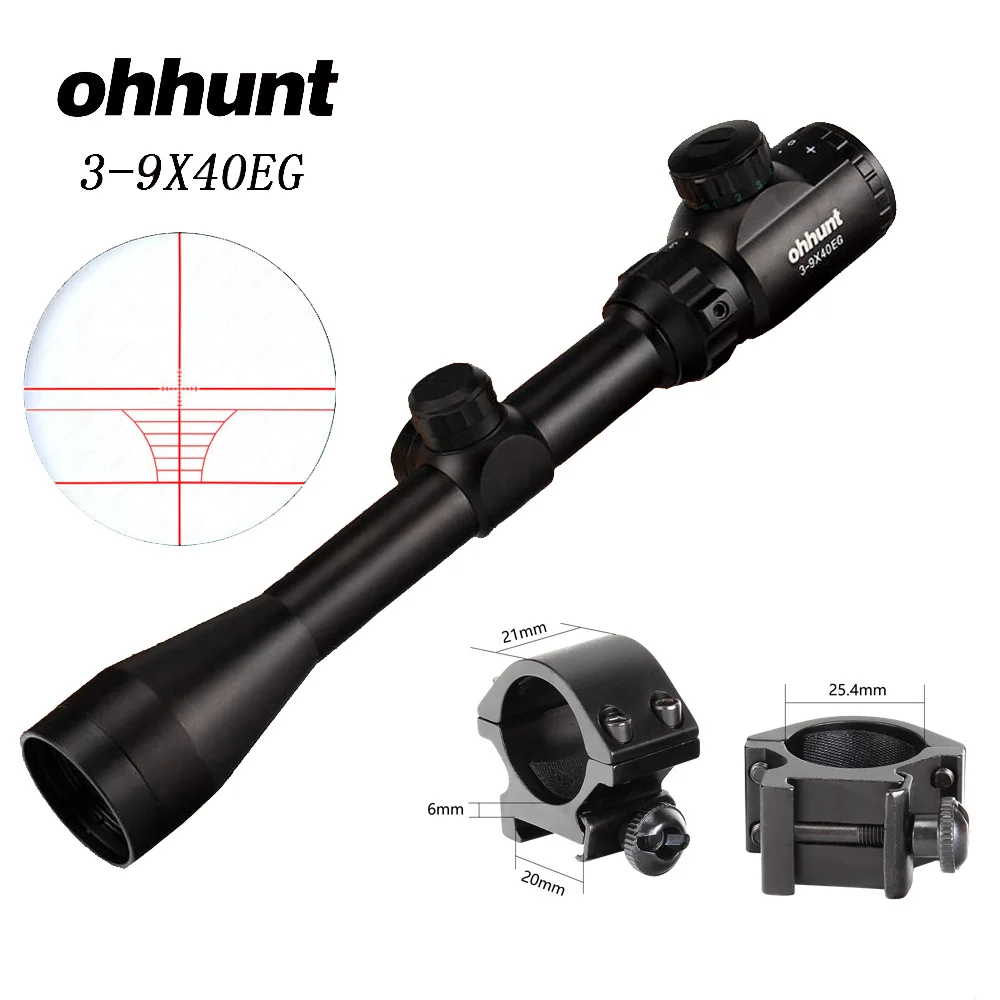 25.4mm-Picatinny-CDK Ohhunt прицел пневматической винтовки 3-9X40E красный зеленый прибор ночного видения для освещения охотничий арбалет прицел. 177. 22 Калибр пневматическое оружие - Цвет: 25.4mm-Picatinny-CDK