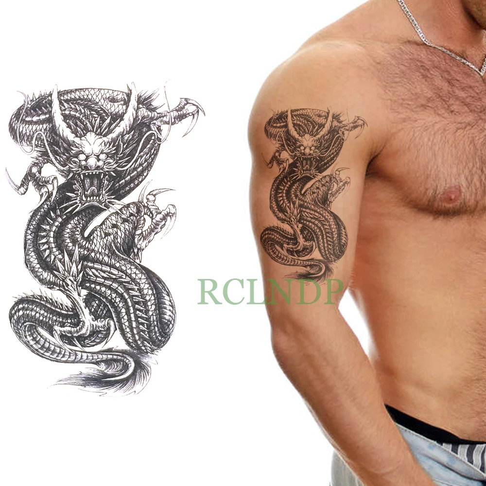 Водонепроницаемый Временные татуировки стикер Дракон поддельные тату флэш