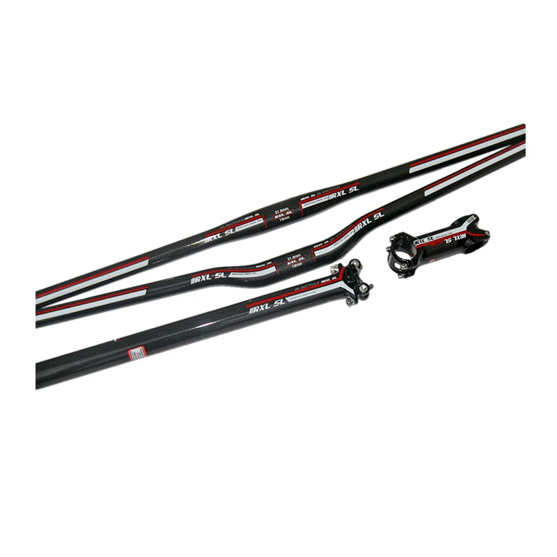 set 9 УГЛЕРОДНЫЙ MTB велосипедный руль MTB комплект для велосипеда углеродный плоский или стоячий руль/ствол/подседельный штырь/седло ультра легкие части набор 3K Глянцевая - Цвет: set 9