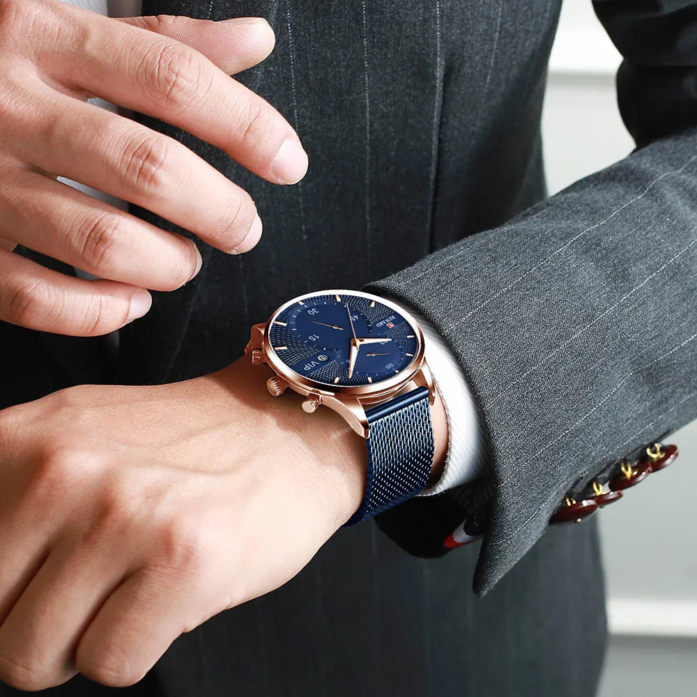 

Watches Men Blue Fashion Analog Quartz Watches Waterproof Men Business Wrist Watch Male Date Chronograph Clock Relogio Masculino