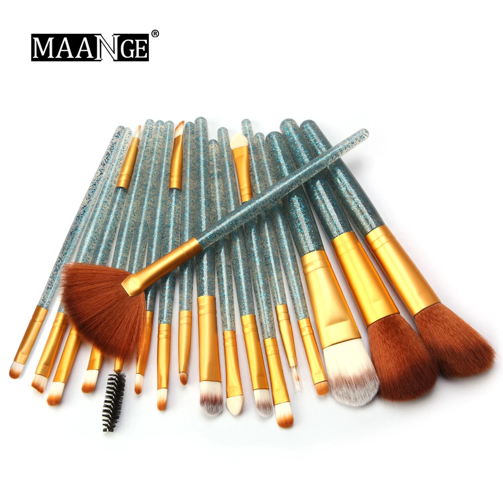 03 18pcs MAANGE 18/10 шт. наборы кистей для макияжа Подводка для глаз тени для век Кисть для основы пудра кисточка для профессионального макияжа инструмент Прямая поставка - Handle Color: 03 18pcs