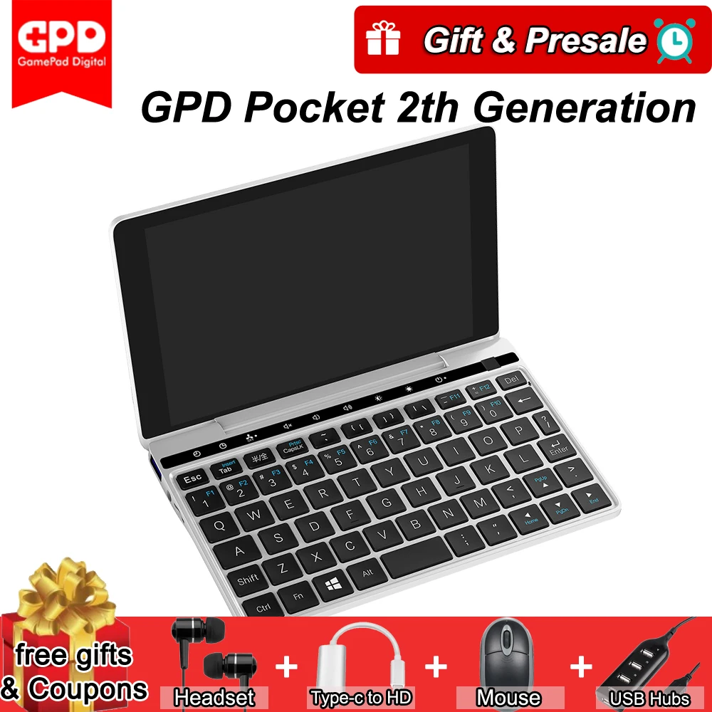 GPD Pocket 2 Pocket2 7 дюймов Мини ноутбук планшетный ПК Windows 10 64 бит Intel Core m3-7y30 ноутбук 8 ГБ/128 ГБ 2,4G& 5G WiFi BT 4,1