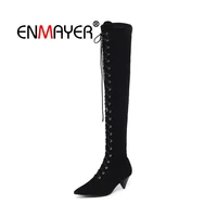 enmayer woman over the knee high boots women shoes winter shoes thigh high booty size 34 40 real leather fashion boots cr1981