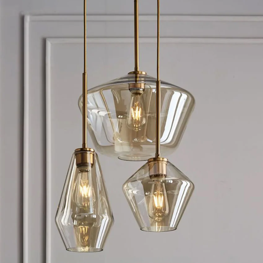 

Nordic Loft Retro dining Glass hanging lamp Living bedroom indoor pendant lights fixtures Staircase corridor lighting luminaire
