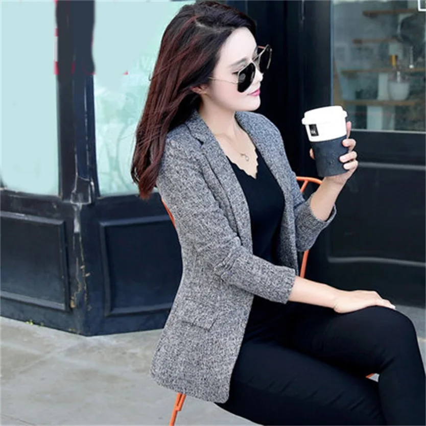 Осеннее Новое Женское облегающее пальто модная повседневная куртка на одной