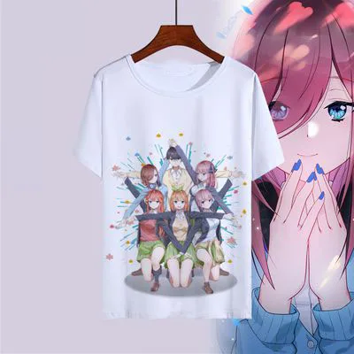 10 Новые футболки с принтом аниме Gotoubun no Hanayome Ichika Nino Miku Nakano, топы с короткими рукавами и принтом, Quintessential Quintuplets, футболки - Цвет: 10