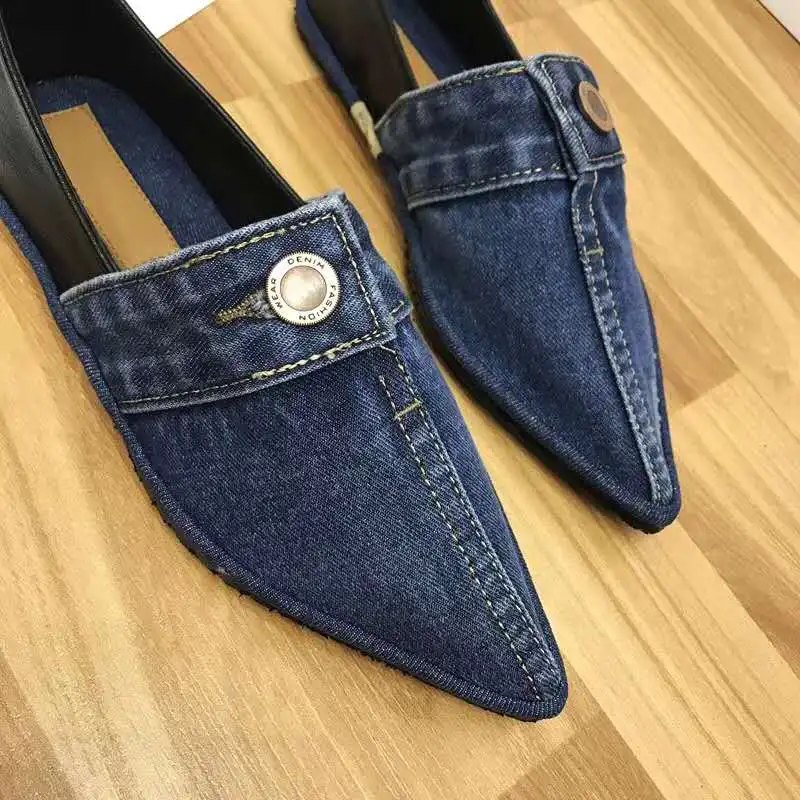 Wellwalk/женские лоферы; джинсовые женские мокасины; женские балетки на плоской подошве; женская обувь с острым носком; женские балетки на плоской подошве без застежки