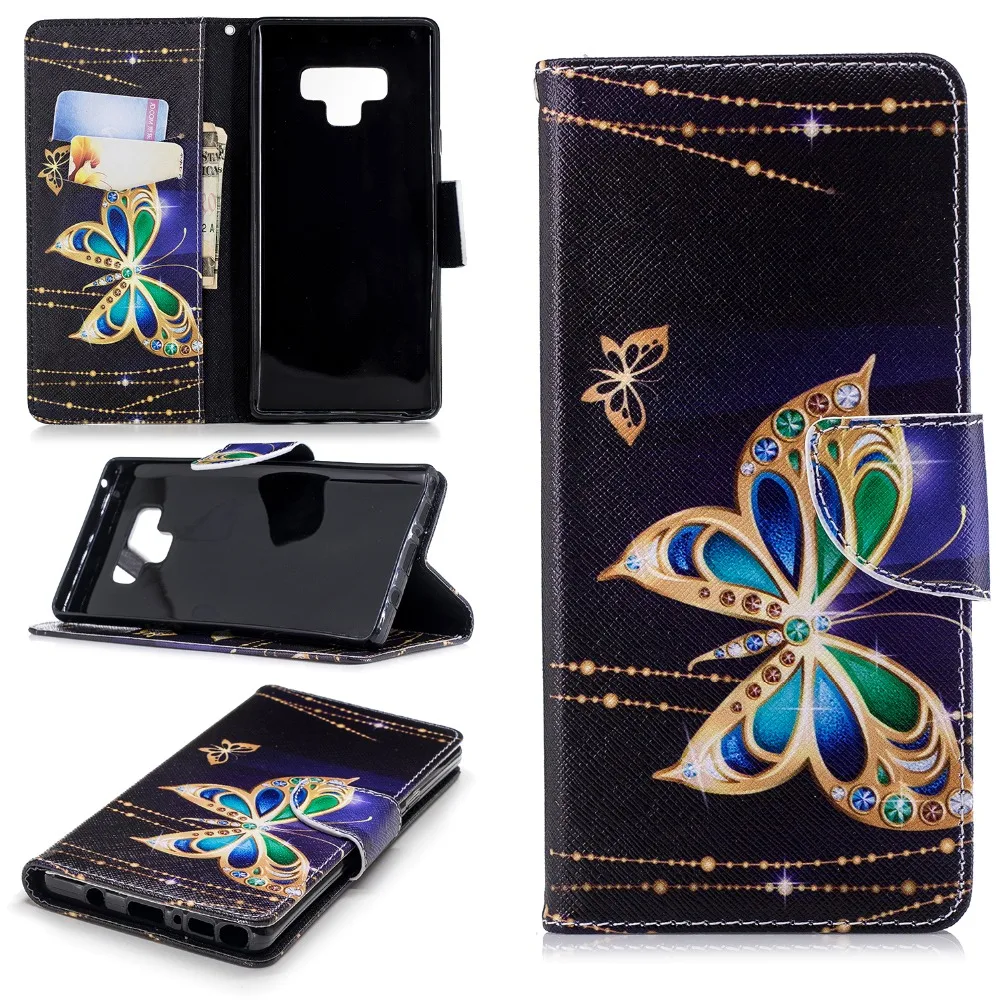 Чехол кошелек для samsung S7 S8 S9 A3 A5 A6 A7 A8 Note 9 чехол из искусственной кожи с откидной