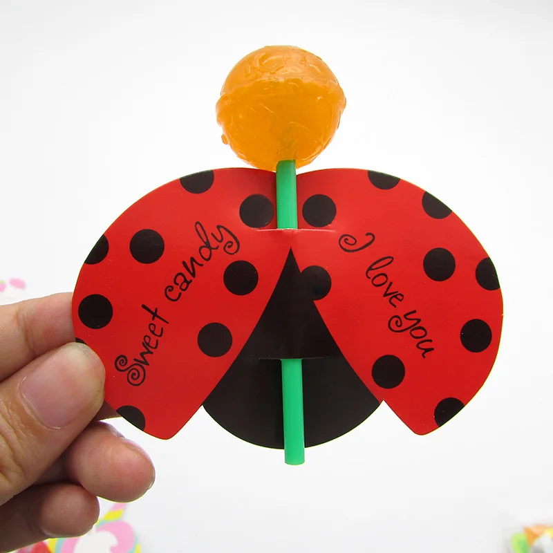 ladybug x50pcs 50 шт./упак. Единорог Леденец Украшения карты одежда для свадьбы, дня рождения украшения Дети Конфеты сувениры Декор для гостей; с героями мультфильмов - Цвет: ladybug x50pcs