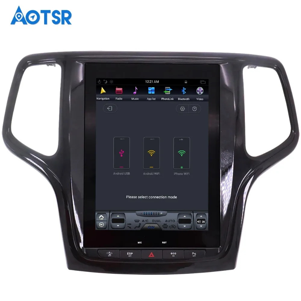 Автомобильный GPS навигатор в стиле Tesla на Android для JEEP Grand Cherokee 2014 2018 золотистый и