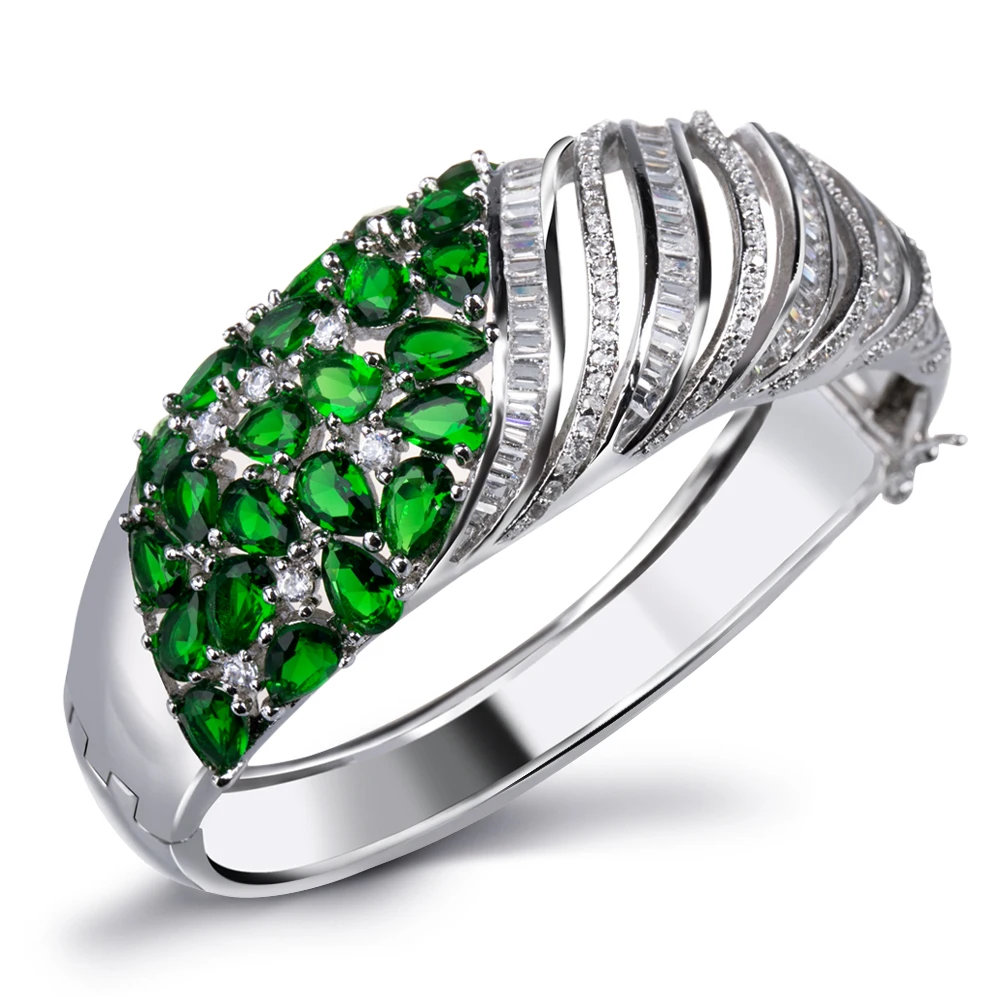 Большой браслет Красивый зеленый черный CZ камни Модные аксессуары jewelry высококачественные ювелирные изделия Большой Кристалл и браслеты