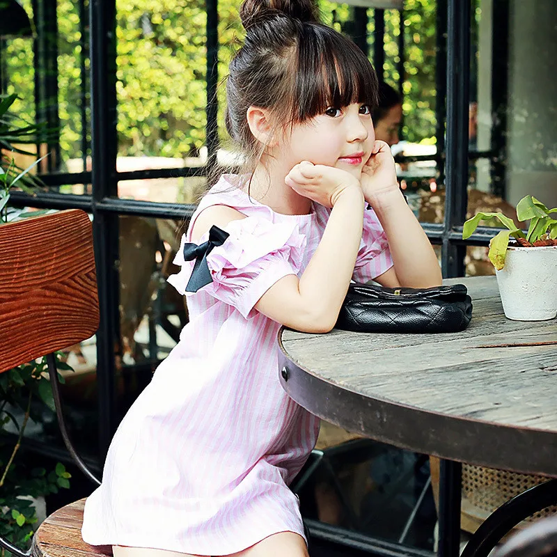 Детская одежда костюм для маленьких девочек платье принцессы с бантом летнее