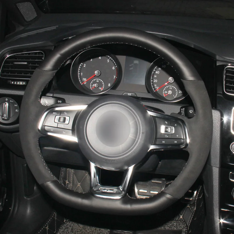 HuiER DIY ручной пошив чехол рулевого колеса автомобиля замша кожа для Volkswagen Golf 7 GTI Golf R MK7 VW Polo GTI Scirocco