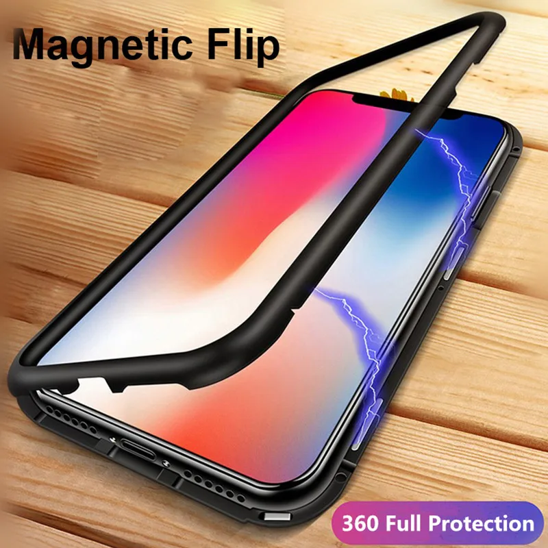 2018 Новый Магнитный Стекло телефона чехол для IPhone X 8 7 Plus закаленное задняя крышка