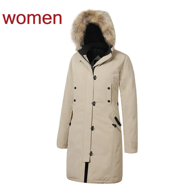women skin Канада Goode зимняя куртка мужская белая куртка на утином пуху Мужская парка средней длины утепленная парка с меховым капюшоном Верхняя одежда куртка пальто - Цвет: women skin