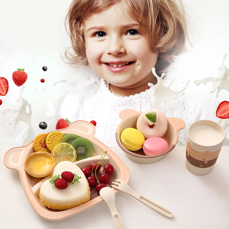 5 шт./компл. детская посуда из бамбукового волокна милая мультяшная тарелка для