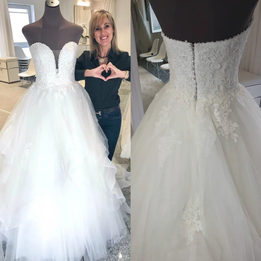 

2019 Bohemian Wedding Dresses Sweetheart Lace Appliques Bridal Gowns Custom Floor Length A Line Wedding Dress Robe De Mariee