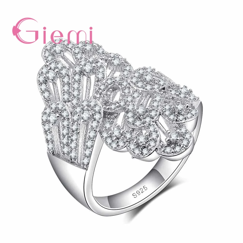 Charm AAA++ Zircon Fire CZ Rings For Women Soild 925 Sterling Silver Vintage Fashion Big Wide Bague Filled Birthstone Ring | Украшения и