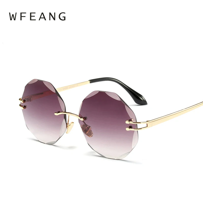 Wfeang с круглым носком в ретро стиле без оправы солнцезащитных очков Для женщин
