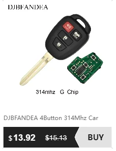 Djbfandea 4 кнопки 314,4 МГц 4D67 Чип дистанционного ключа автомобиля для Toyota FCCID HYQ12BBY Camry 2007-2011 с спросить сигнала необработанное лезвие