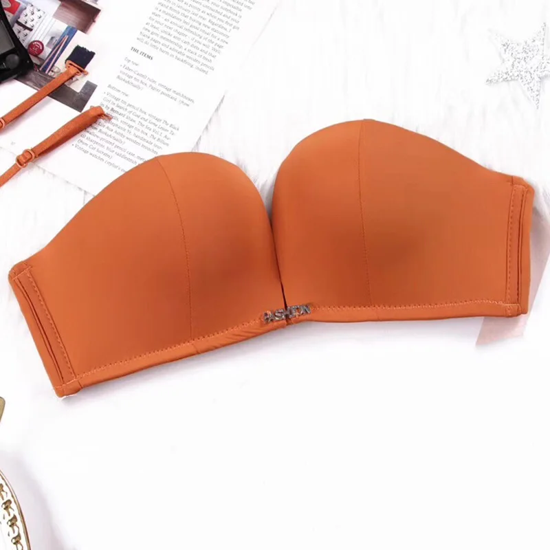 Orange1 Европейский и американский стиль, Женский комплект с бюстгальтером, без косточек, пуш-ап, комплект с трусиками, сексуальная квадратная чашка, бесшовный бюстгальтер и трусики, комплект, модное нижнее белье - Цвет: Orange1