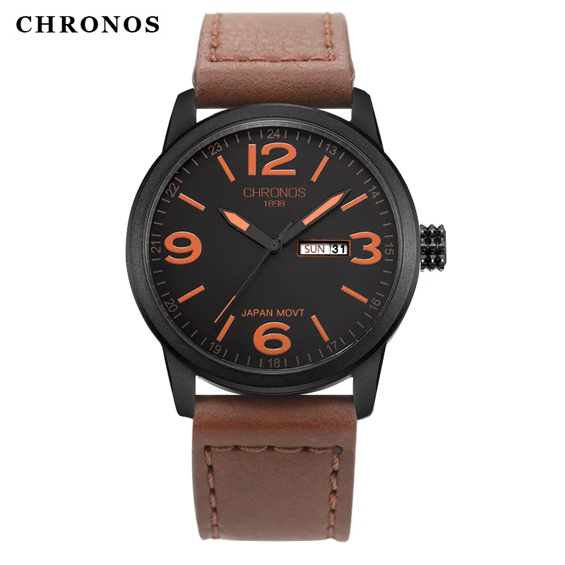 Часы CHRONOS мужские кожаные спортивные водонепроницаемые горячая Распродажа 2019|watch