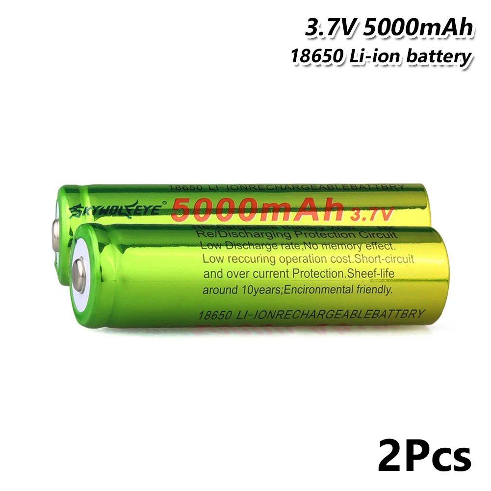 2 Pcs Для мощности высокой емкости 5000mah 3,7 v 18650 литиевая литий-ионная аккумуляторная батарея - Цвет: 2 Pcs