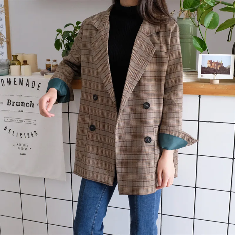 Осенняя Куртка Harajuku укороченная для отдыха Корейская уличная свободная твидовая