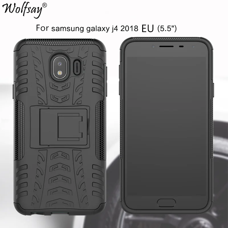 

sFor Samsung Galaxy J4 2018 Case Heavy Duty Armor Stand Holder Silicone Case For Coque Samsung J4 2018 Case For Galaxy J4 2018