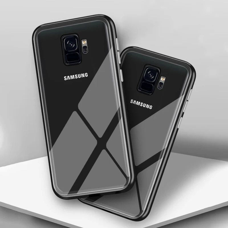 Металлический магнитный чехол для samsung Galaxy A50 A70 A30 A20 A10 A60 чехлы с закаленным стеклом для samsung A6 J6 J4 Plus A9 A7 A8