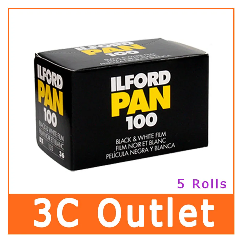 Ilford Pan 100 ISO черный и белый 35 мм 135 36 exp X 5 рулонов|Фотоплёнка| |