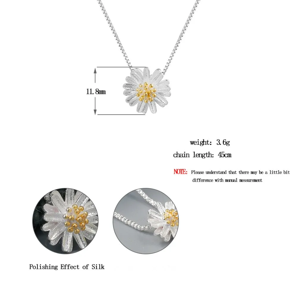 Romantic Flower Style Silver Daisy Pendant Charm Necklace Women's Clavicle Necklaces Jewelry Wedding Engagement Gift | Украшения и