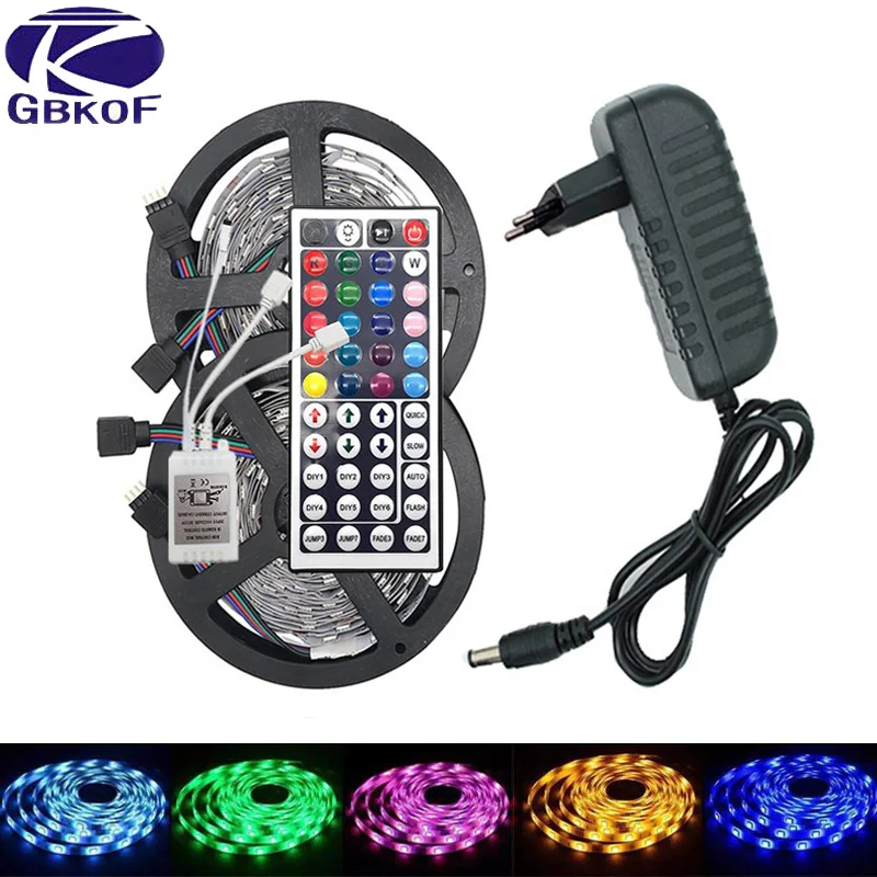 GBKOF SMD RGB Светодиодная лента 5050 2835 10 м 5 rgb светодиоды Диодная гибкий контроллер DC 12