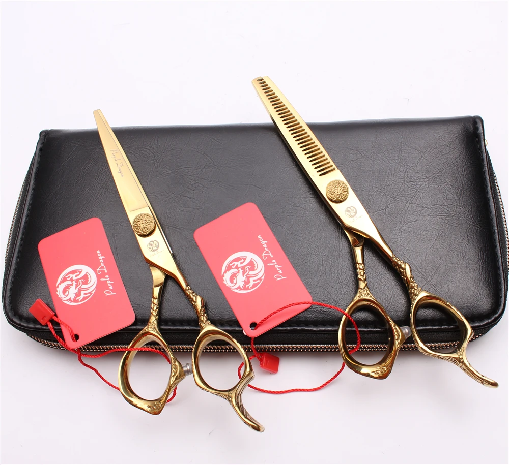 6 inch 17.5cm Professional 440C Gold Color Cutting Scissors Thinning Shears Hairdressing Hair | Красота и здоровье