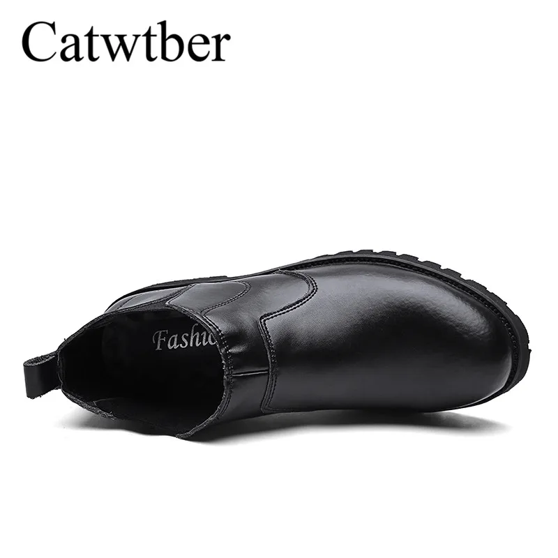 Catwtber 2018 Новый Мужские ботинки кожа Открытый Зимние модные теплые Мужская обувь
