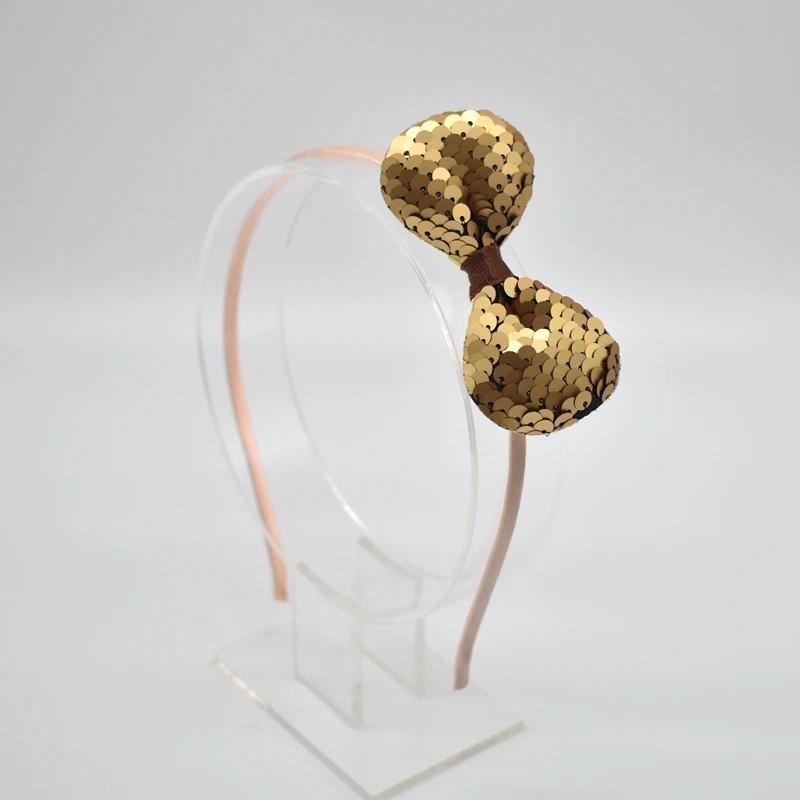 Детская повязка для волос с бантом детская цветная в виде рыбьей чешуи