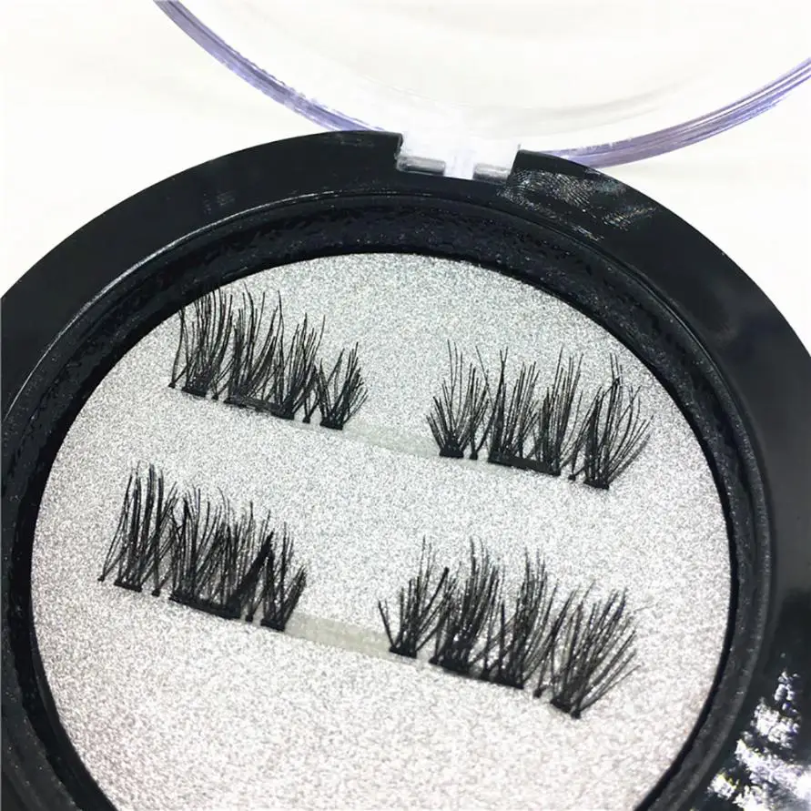 1 Pair 4Pcs Double Magnetic Eye Lashes Makeup False Long think 3D magnetic false eyelashes Extension Tools Lahse C530 | Красота и