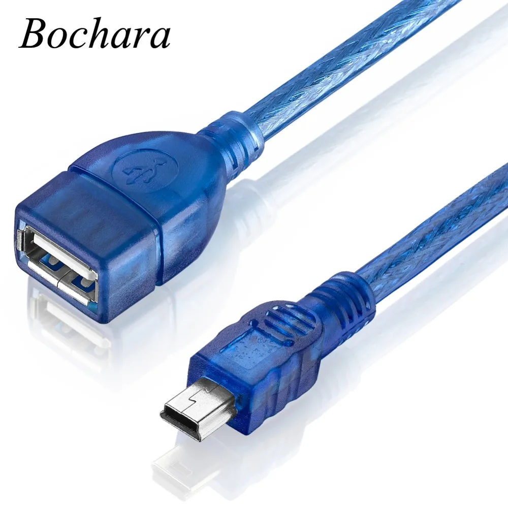 Удлинительный кабель Bochara 30 см 50 Mini 5P OTG штекер USB гнездо M/F двойное защитное