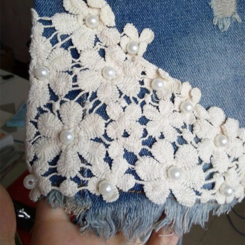 Сексуальные 2018 Женские повседневные рваные джинсовые штаны с заклепками