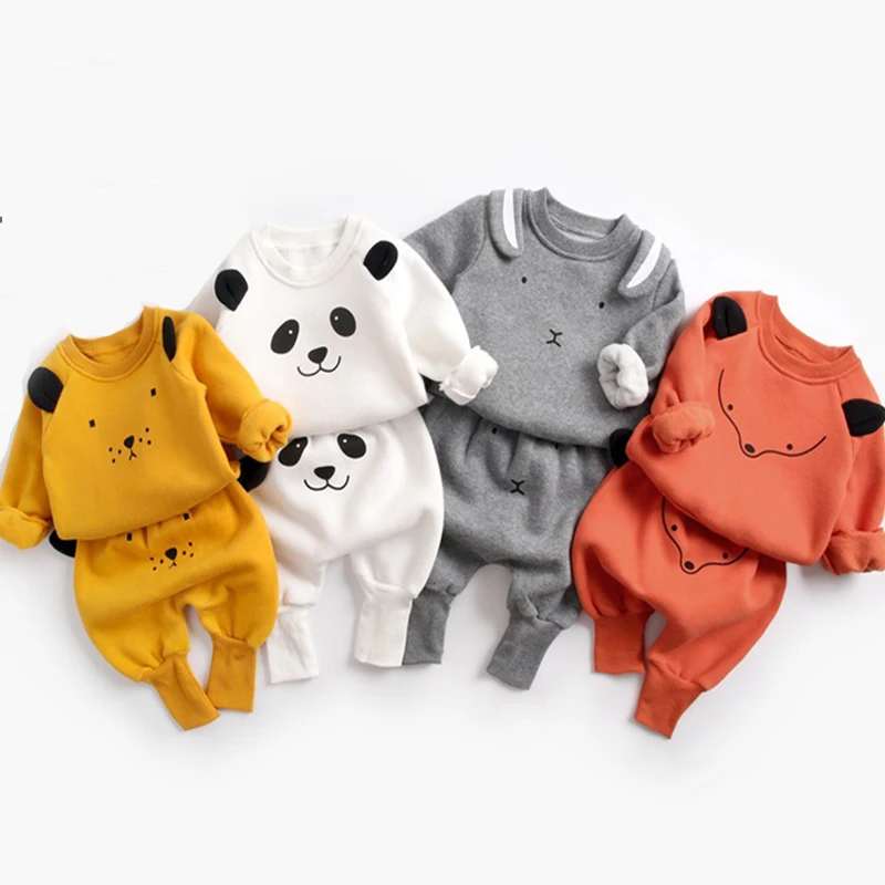 Baby Suit Autumn Winter Baby Boy Cartoon Cute Clothing Pullover Sweatshirt Top + Pant Clothes Set Baby Toddler Girl Outfit Suit 1