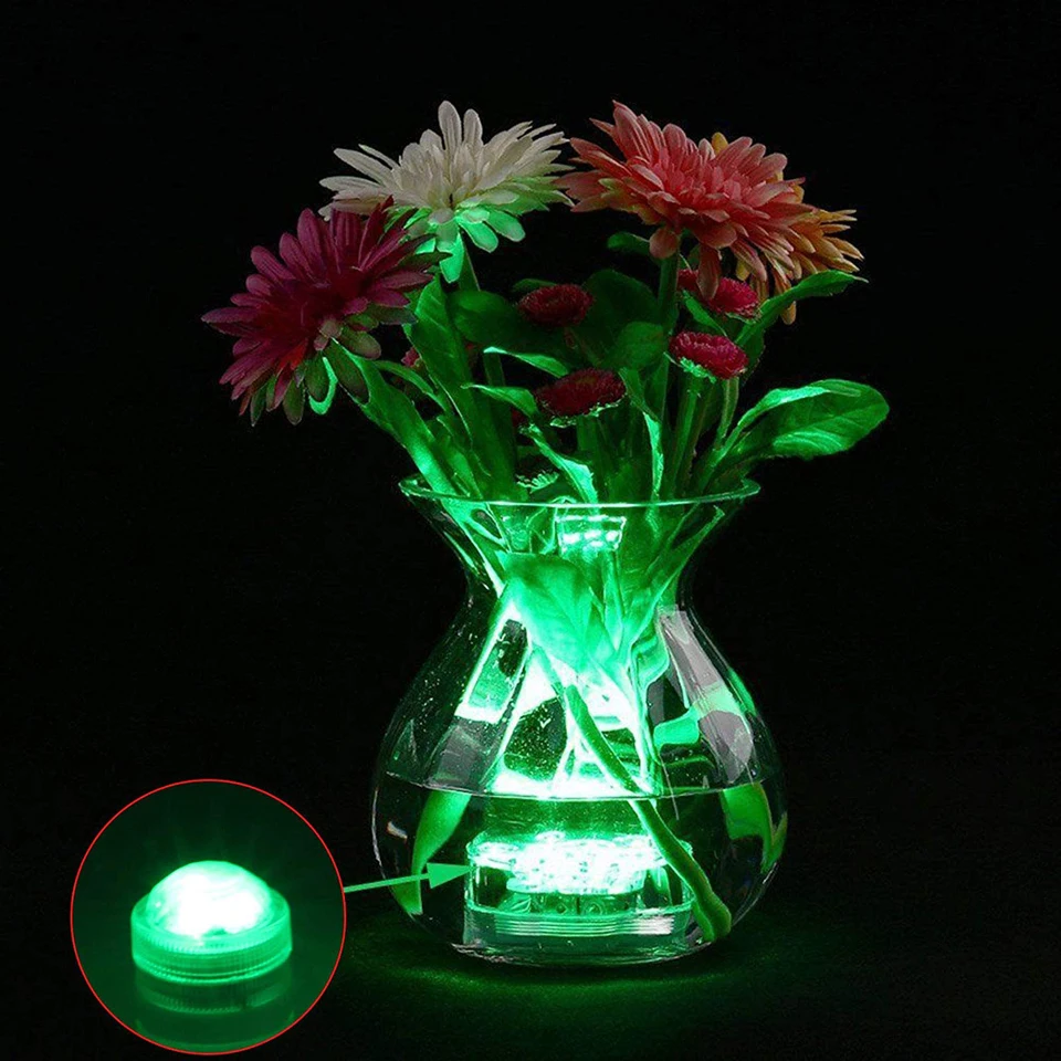 IP68 Водонепроницаемый светодиодный подводный светильник RGB красочный погружной светодиодный чайный светильник на батарейках ваза для аквариума Свадебная декоративная лампа