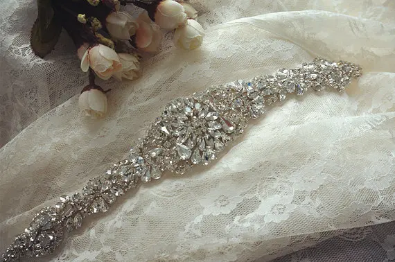 

Wholesale Rhinestone Applique, Crystal Applique, Beaded Applique, Bridal Belt , Wedding Sash Applique