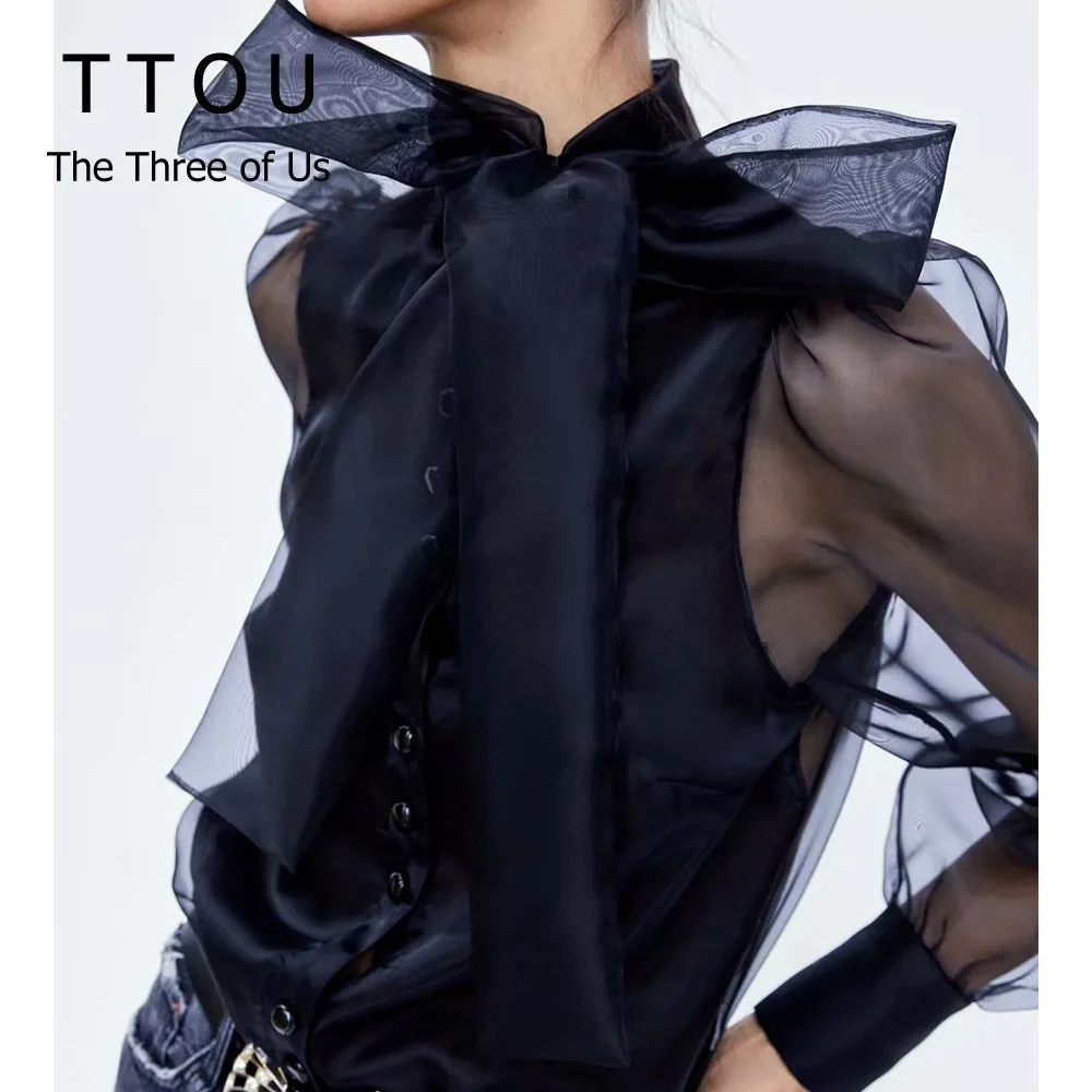 TTOU для женщин в винтажном стиле Пикантные прозрачные и завязанным бантом