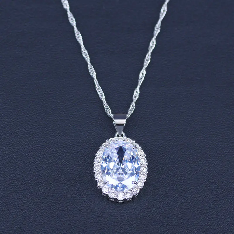 4 Piece 925 Stamp Silver Color Cubic Zirconia Jewelry Sets For Women Big White Crystal Bracelets Pendant Necklace Earrings Ring | Украшения